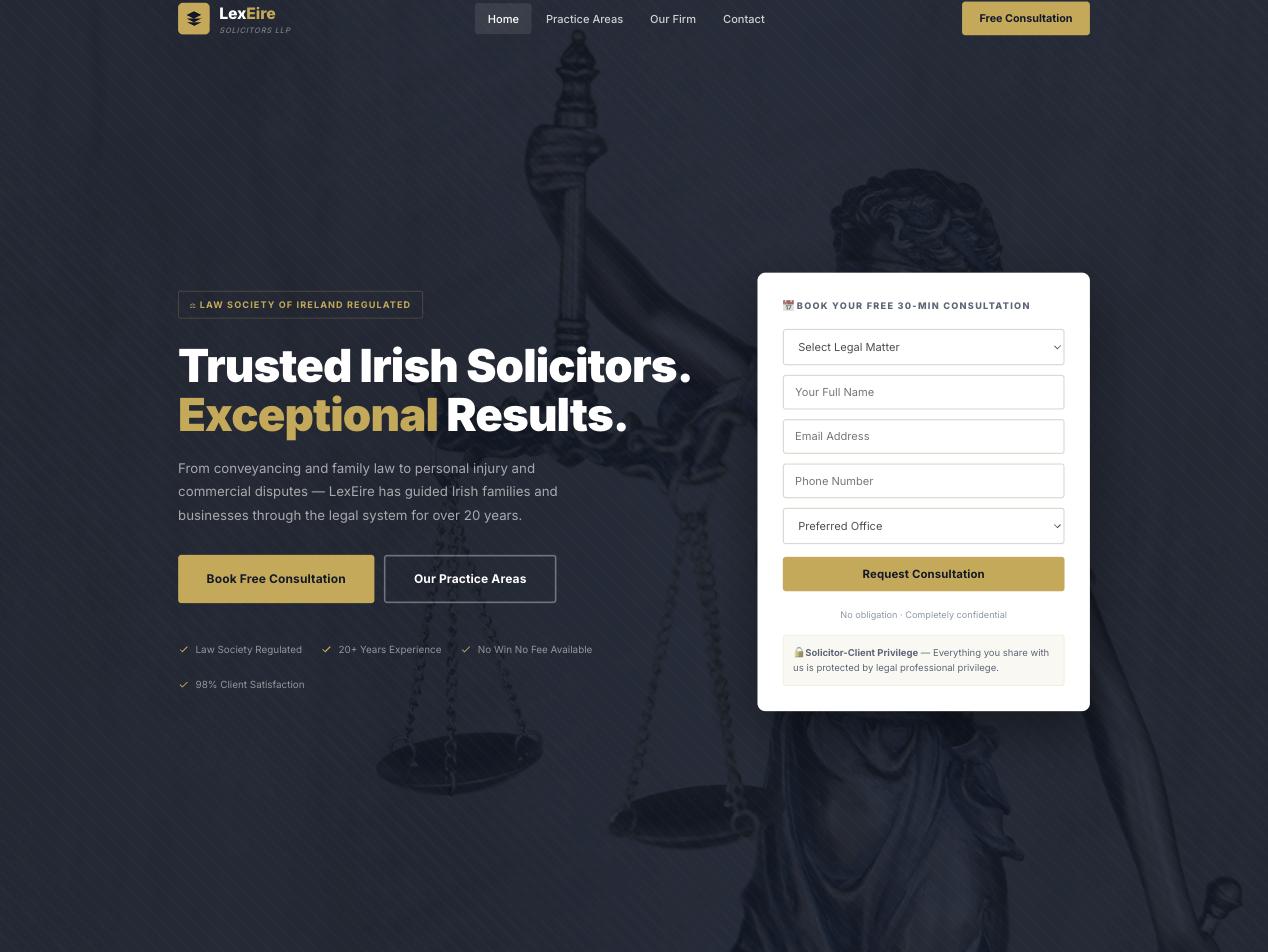 LexEire Irish solicitors and law firm website template with consultation form