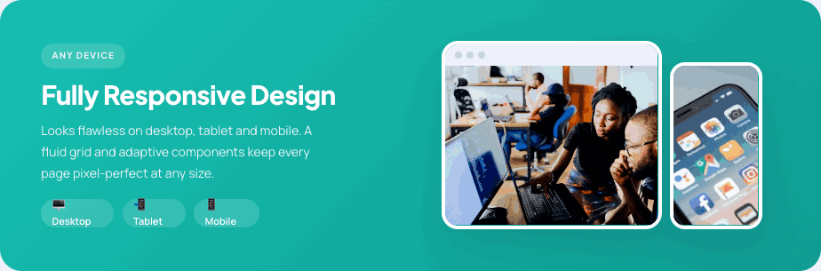 EduSphere — fully responsive design on desktop, tablet and mobile
