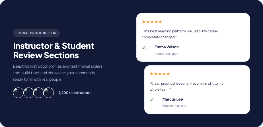 EduSphere — instructor and student review sections