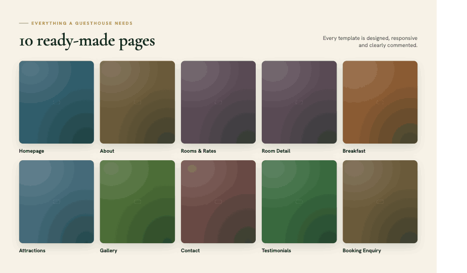 Emerald Stay template — 10 ready-made pages for guesthouses