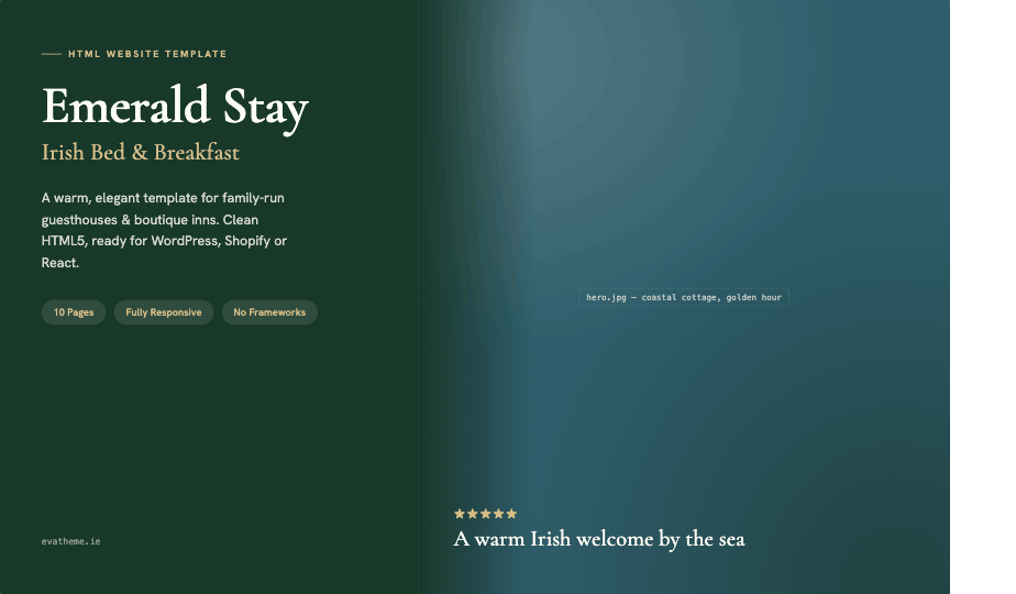 Emerald Stay — Irish Bed & Breakfast website template hero